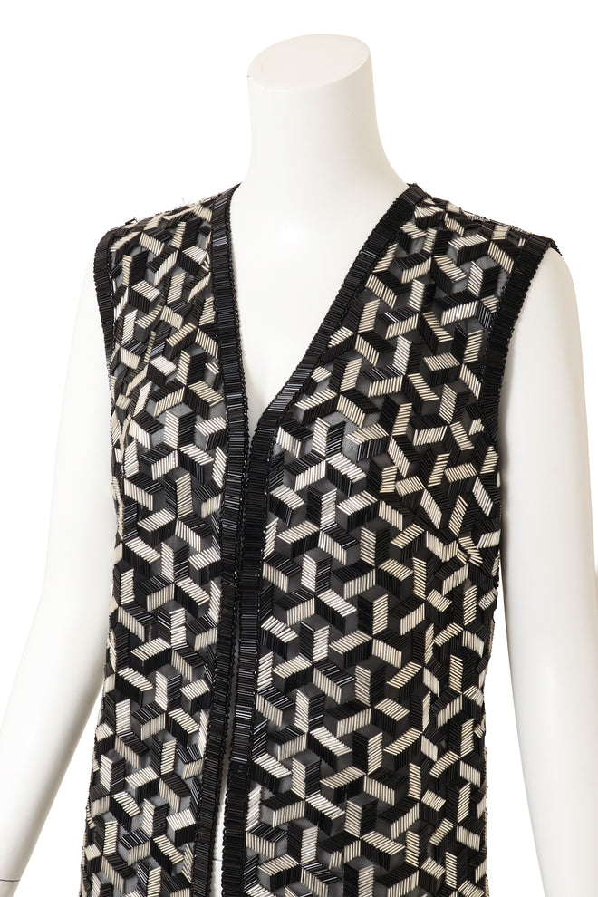 Vintage Valentina Geo Tube Bead Vest on mannequin close @ Recess LA