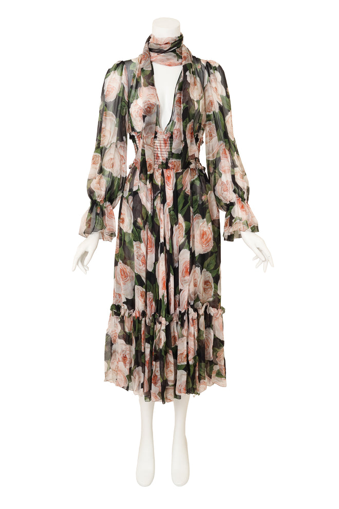 Rose Print Silk Dress by Dolce & Gabbana on mannequin @ Recess LA