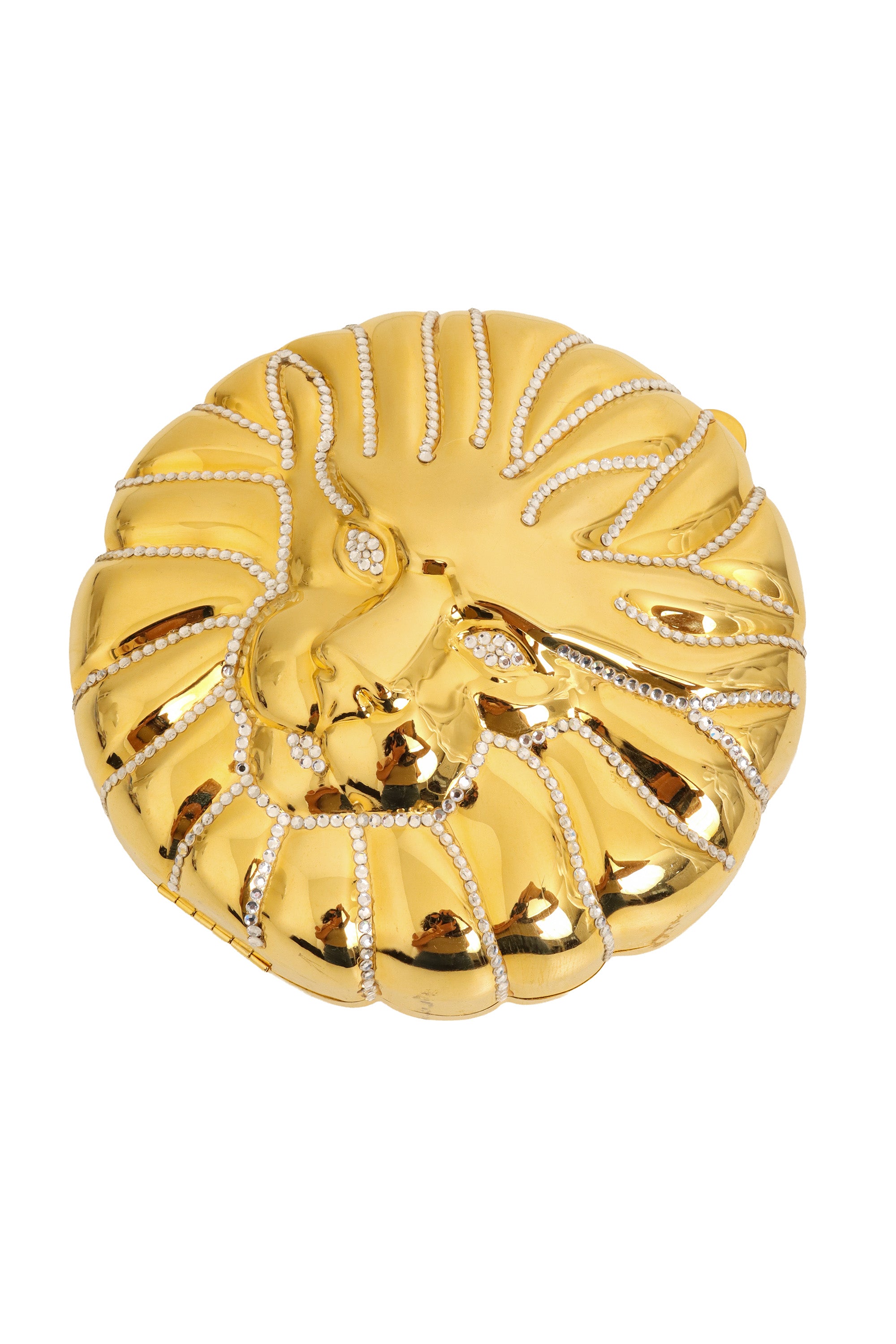 Vintage Crystal Lion Minaudière Bag face close @ Recess LA