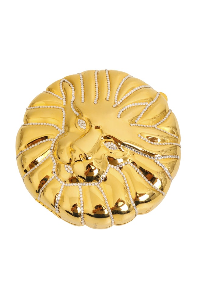 Vintage Crystal Lion Minaudière Bag face close @ Recess LA