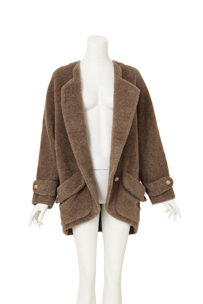 Alpaca Cocoon Jacket by Chanel on mannequin open @ Recess LA