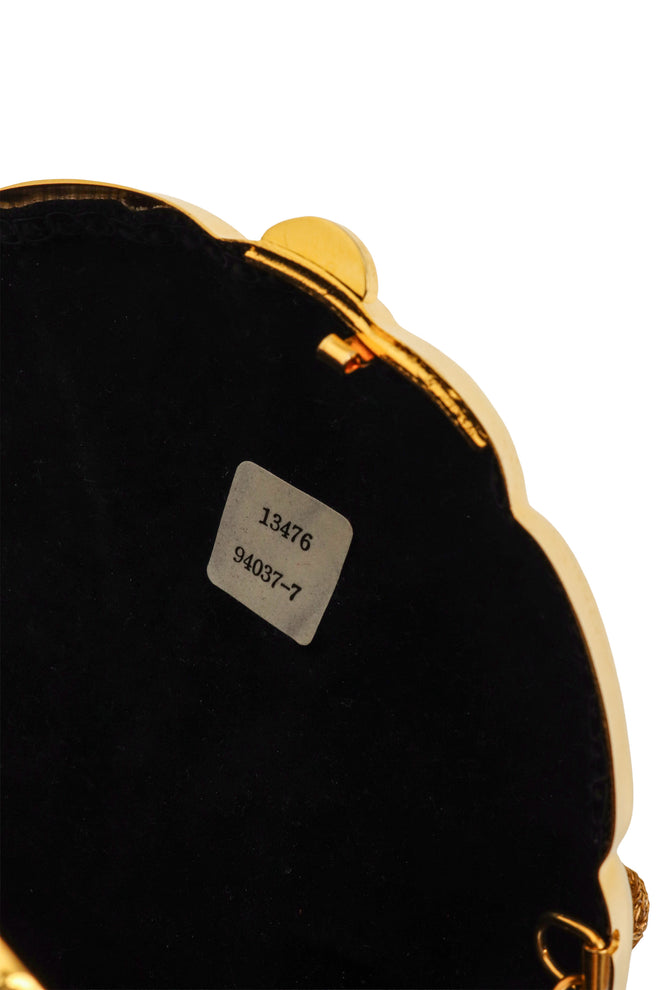 Vintage Crystal Lion Minaudière Bag inner tag @ Recess LA
