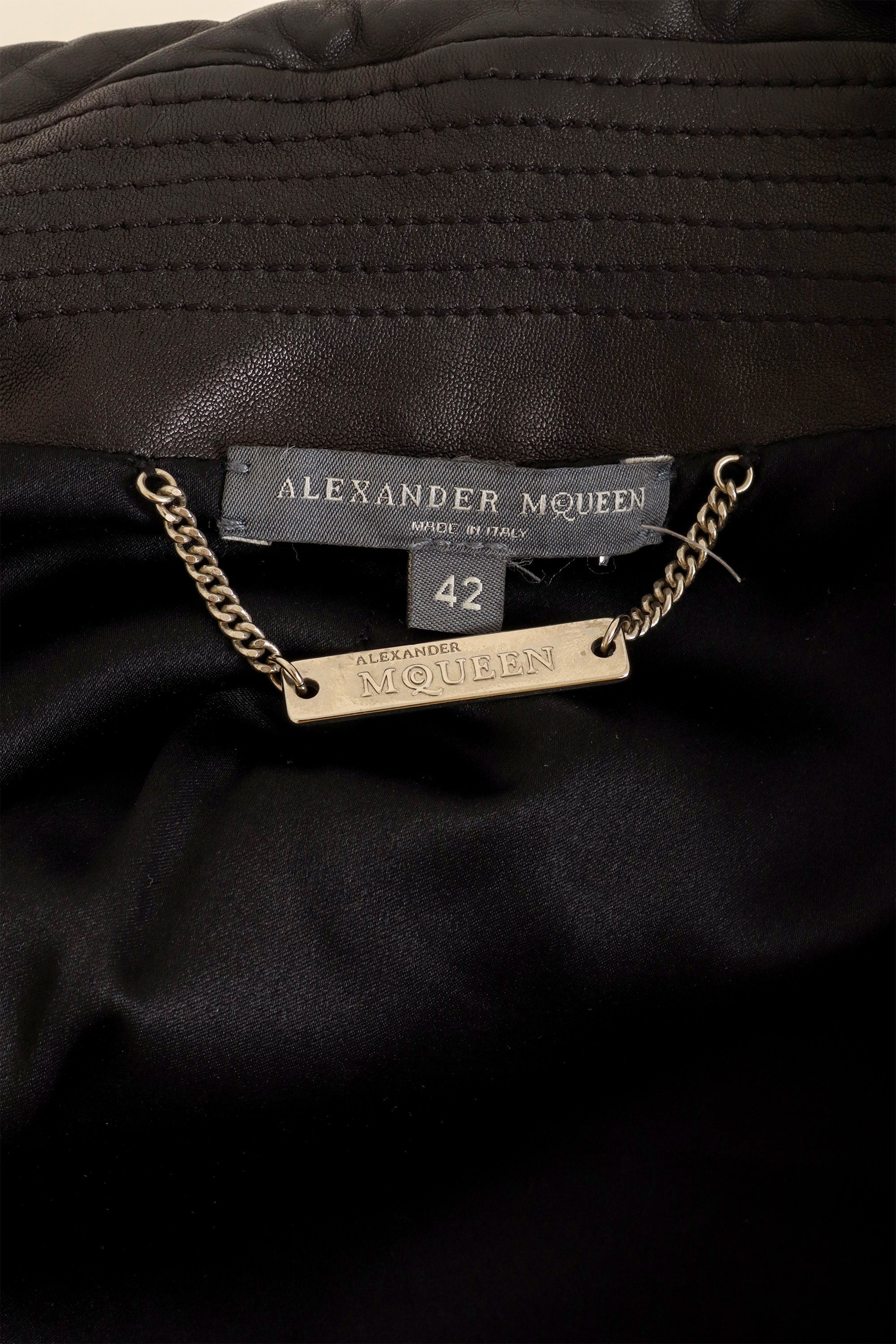 Leather Peplum Moto Jacket by Alexander McQueen label @ Recess LA