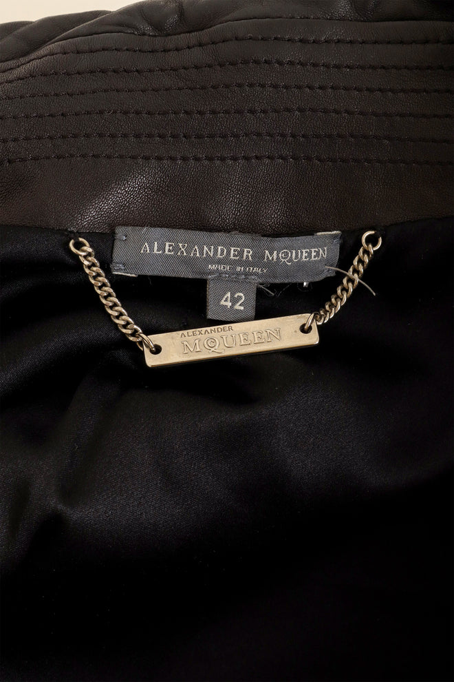 Leather Peplum Moto Jacket by Alexander McQueen label @ Recess LA