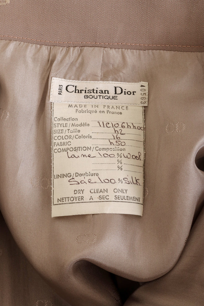 Vintage Christian Dior Contrast Wrap Suit Set skirt label @ Recess LA