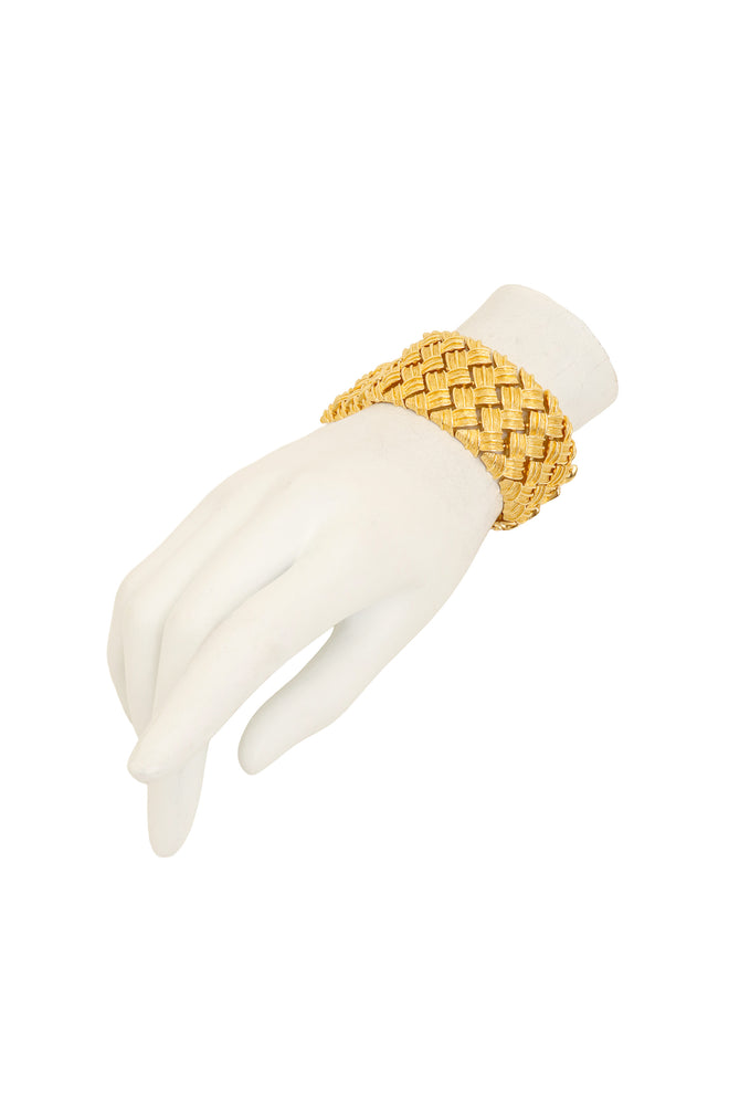 Vintage woven Crystal Clasp Bracelet by Nolan Miller on mannequin @ Recess LA