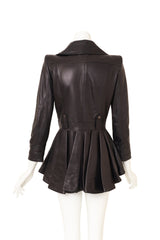 Leather Peplum Moto Jacket by Alexander McQueen on mannequin back @ Recess LA