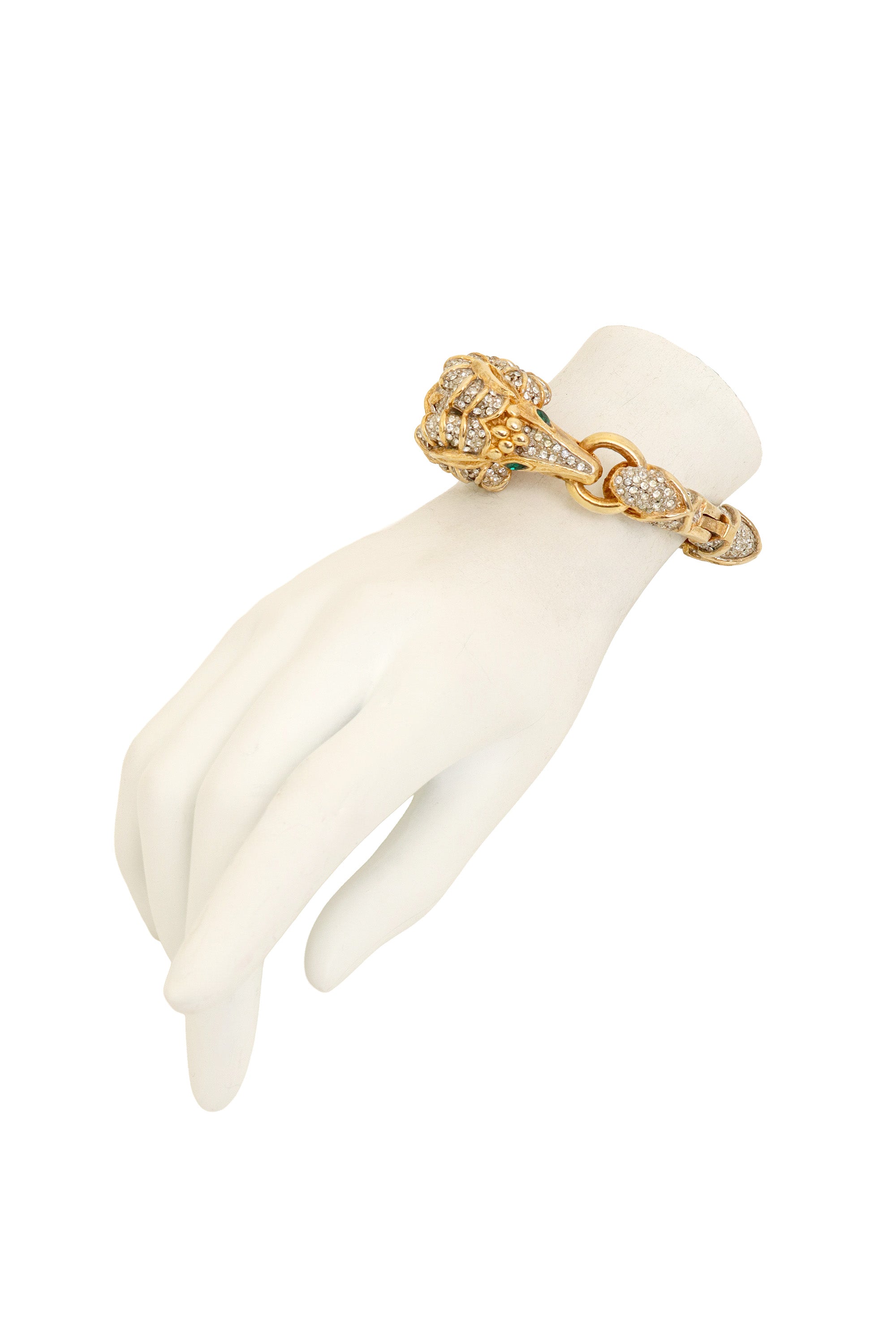Vintage Crystal Ram Head Bracelet by Kenneth Jay Lane on mannequin @ Recess LA
