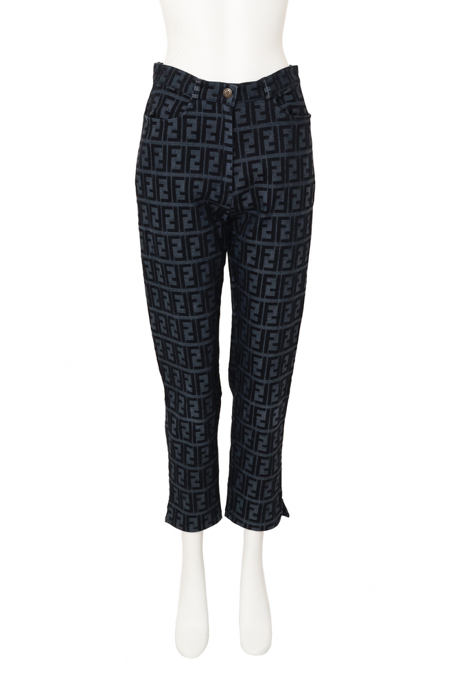 Graphic monogram logo denim blue jean pant by Fendi @ Recess LA 