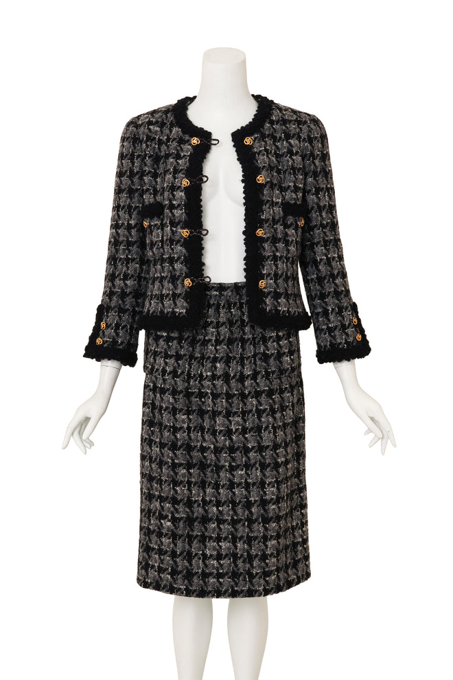 Knot Closure Bouclé Set by Chanel on mannequin jacket open @ Recess LA