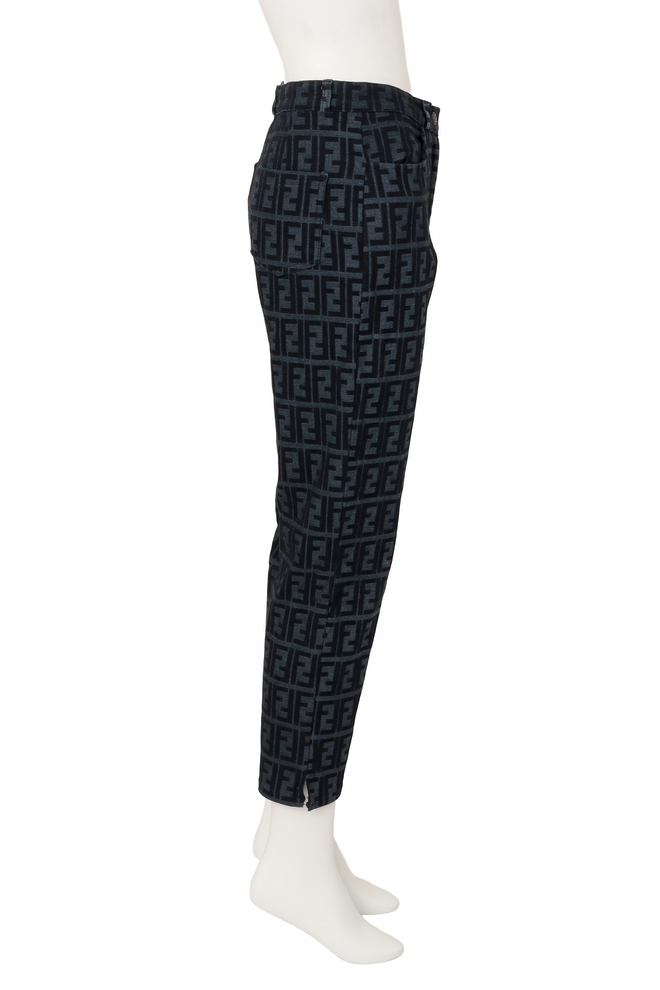 Graphic monogram logo denim blue jean pant by Fendi side @ Recess LA 