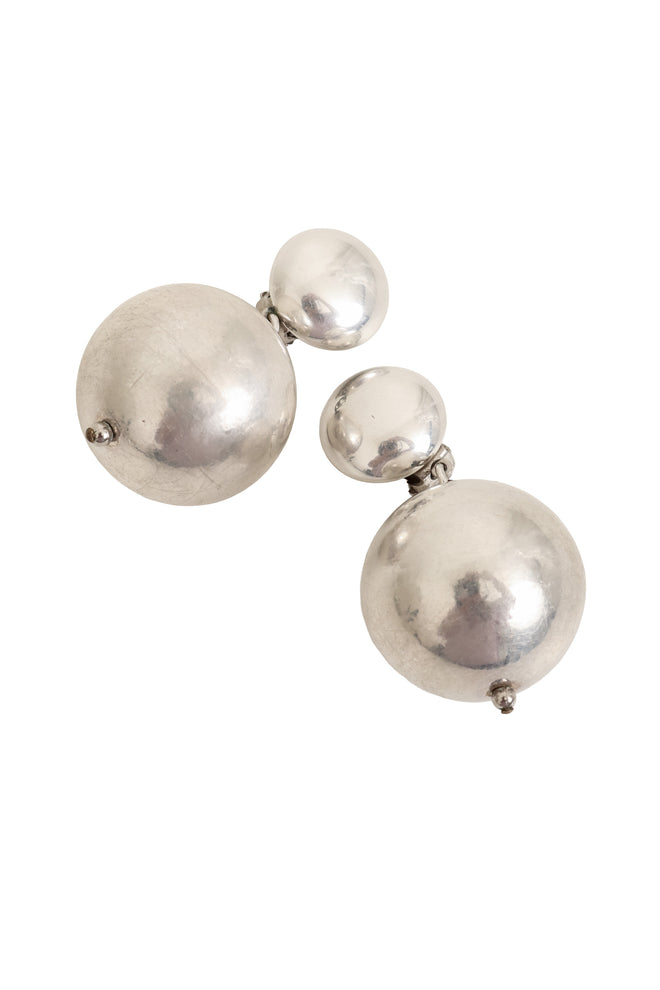 Vintage Sterling Ball Drop Earrings close @ Recess LA