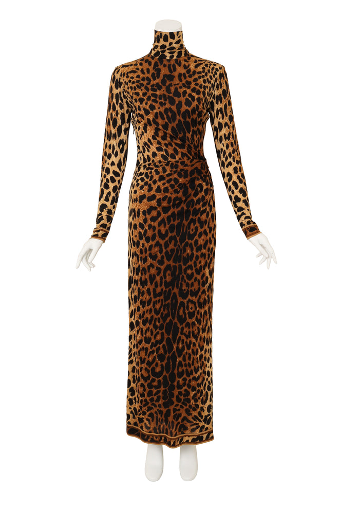 Leopard Turtleneck Column Dress by Leonard on mannequin @ Recess LA