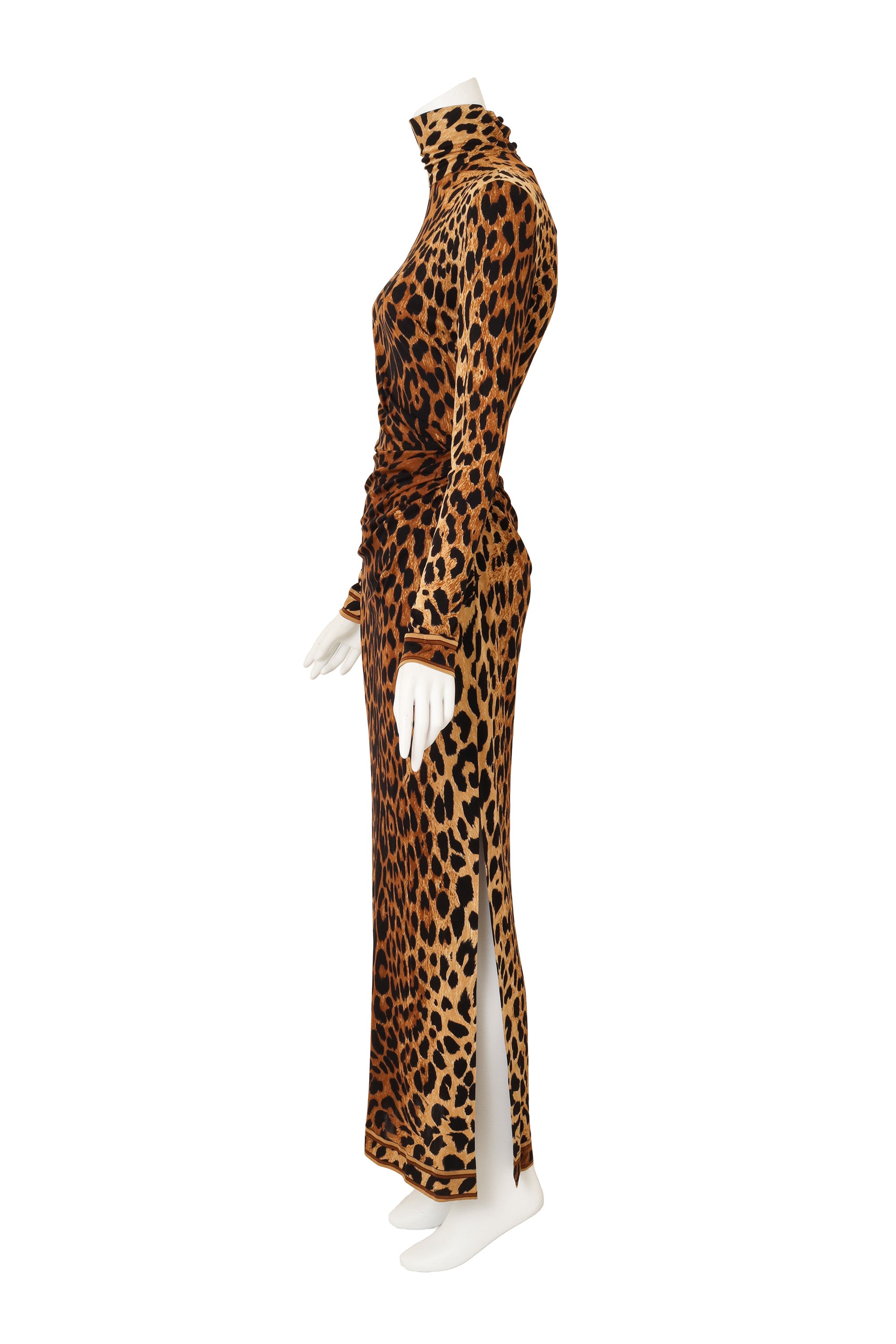 Leopard Turtleneck Column Dress by Leonard on mannequin side @ Recess LA