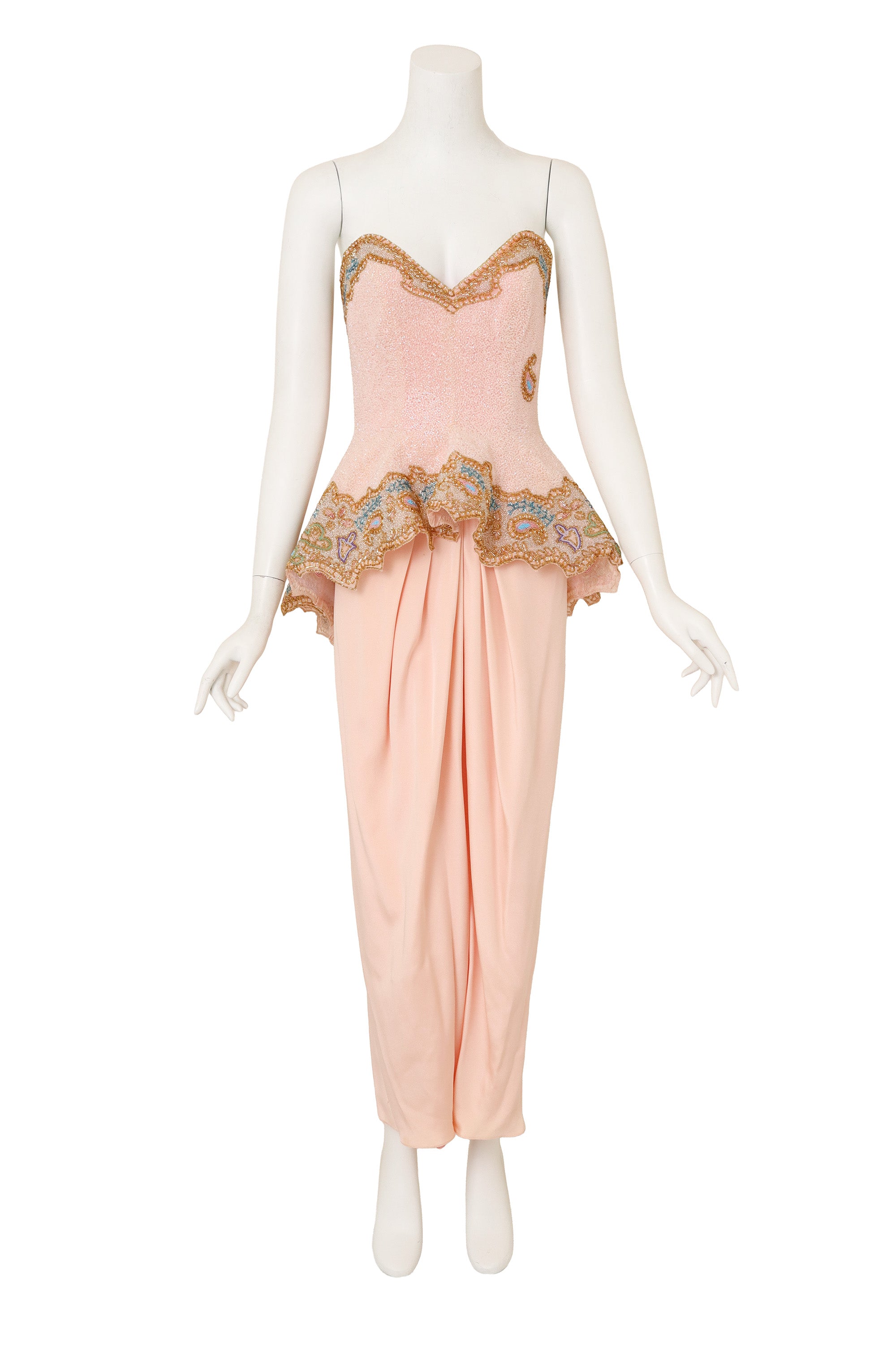 Beaded Peplum Gown by Fabrice on mannequin @ Recess LA