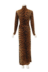 Leopard Turtleneck Column Dress by Leonard on mannequin back @ Recess LA