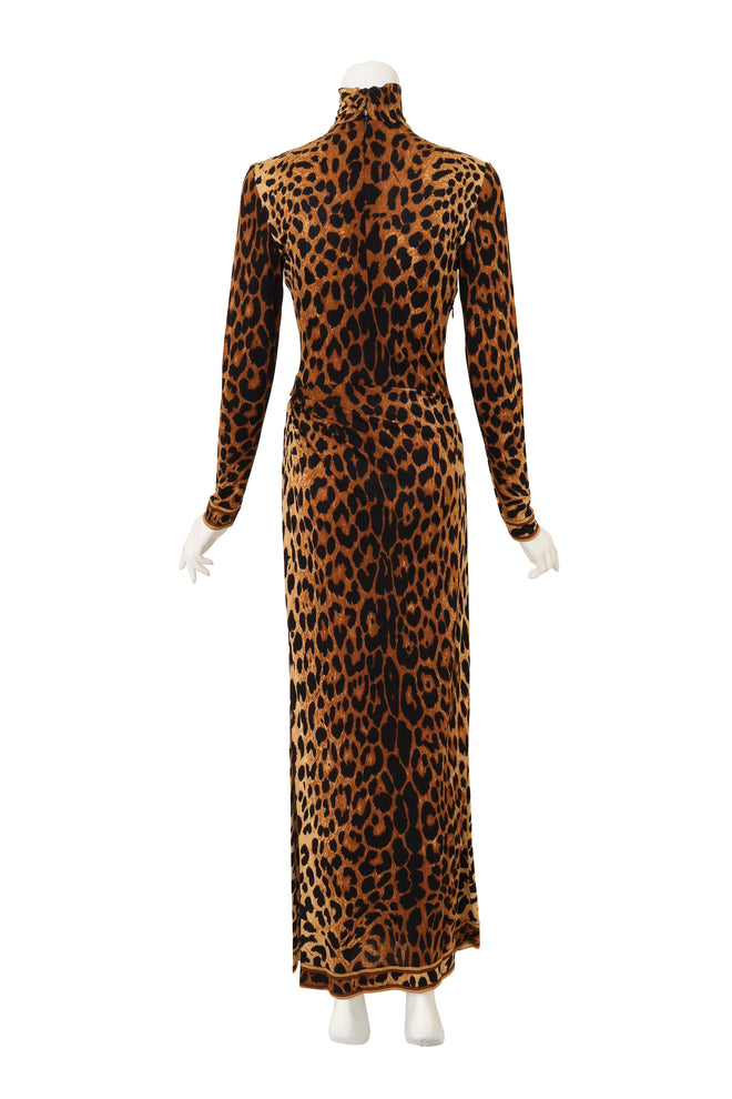 Leopard Turtleneck Column Dress by Leonard on mannequin back @ Recess LA