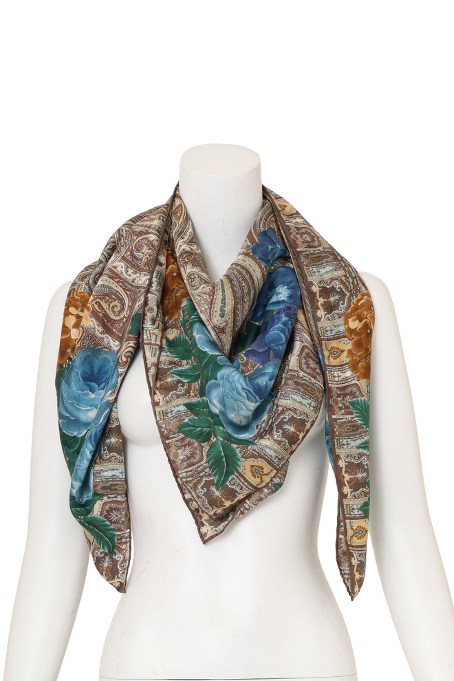 Rose Paisley Print Scarf by Pierre Balmain on mannequin @ Recess LA