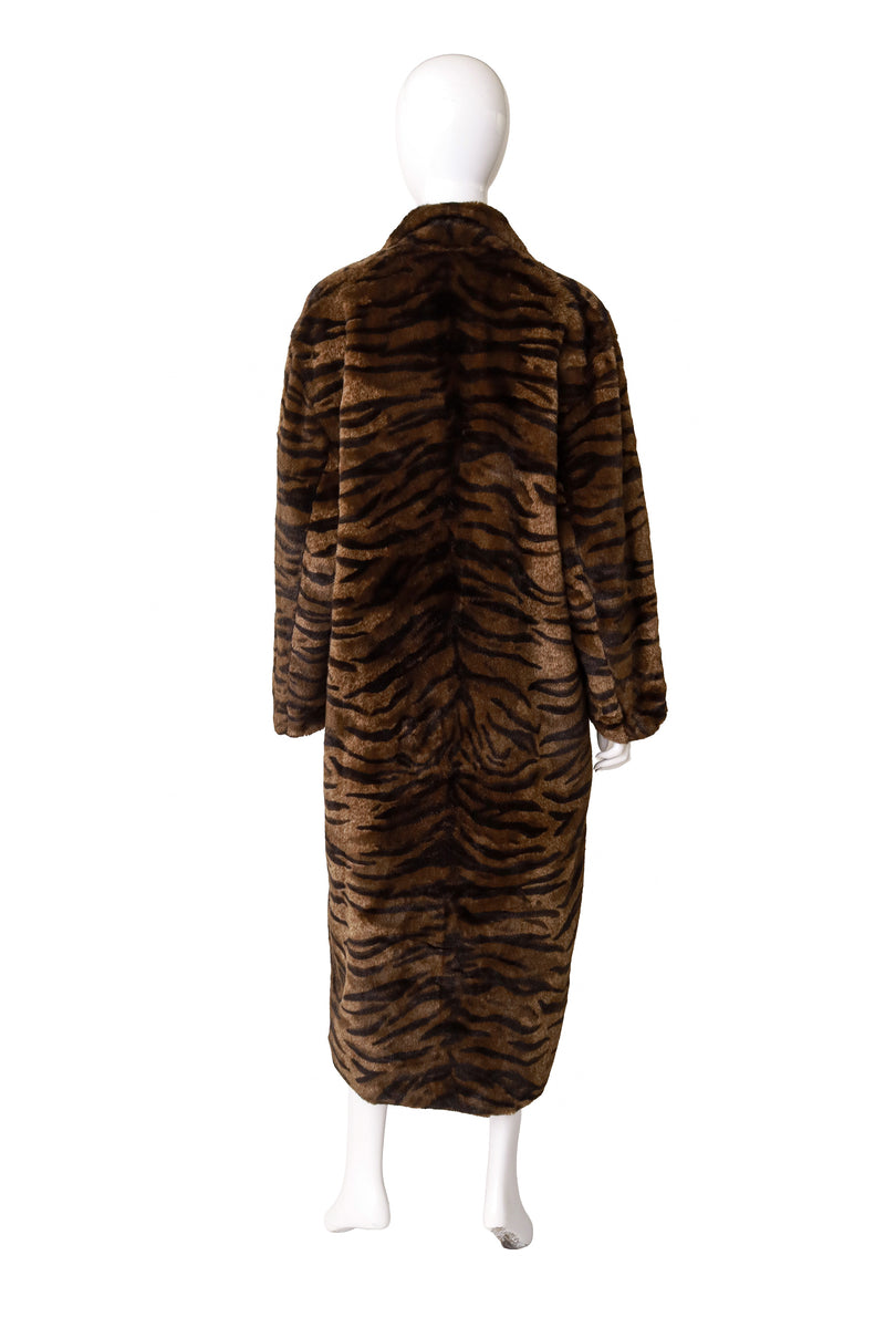 Tiger stripe coat by Norbert Nel on mannequin back @ Recess LA