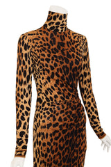 Leopard Turtleneck Column Dress by Leonard on mannequin close @ Recess LA