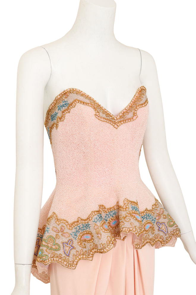 Beaded Peplum Gown close by Fabrice on mannequin @ Recess LA