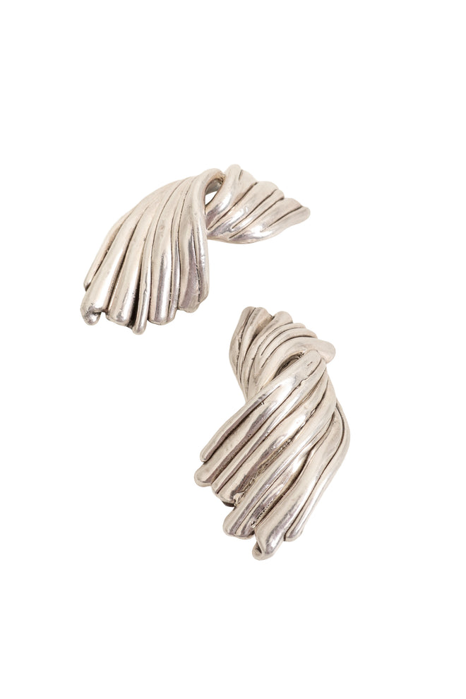 Vintage Plated Sculptural Twist Earrings close @ Recess LA
