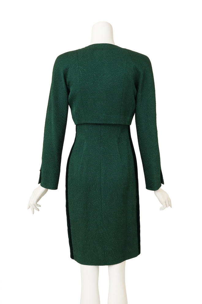 Vintage Valentino Paisley Jacquard Velvet Dress & Jacket Set back @ Recess LA 