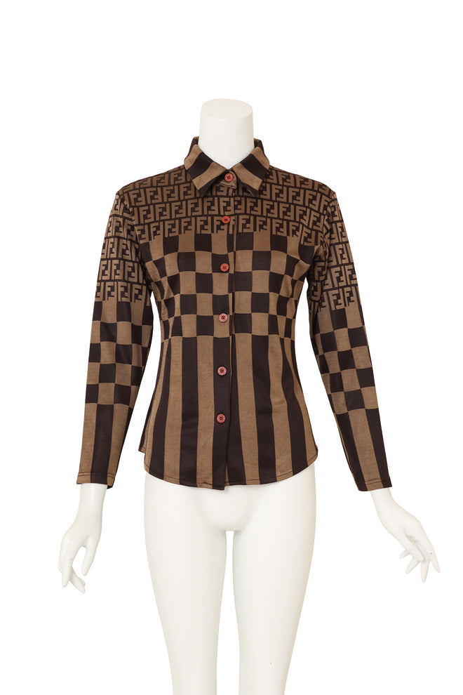 Zucca Logo Check Shirt by Fendi on mannequin @ Recess LA