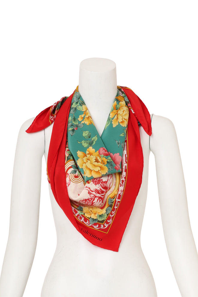 Floral Filigree Bird Print Scarf by Valentino on mannequin @ Recess LA