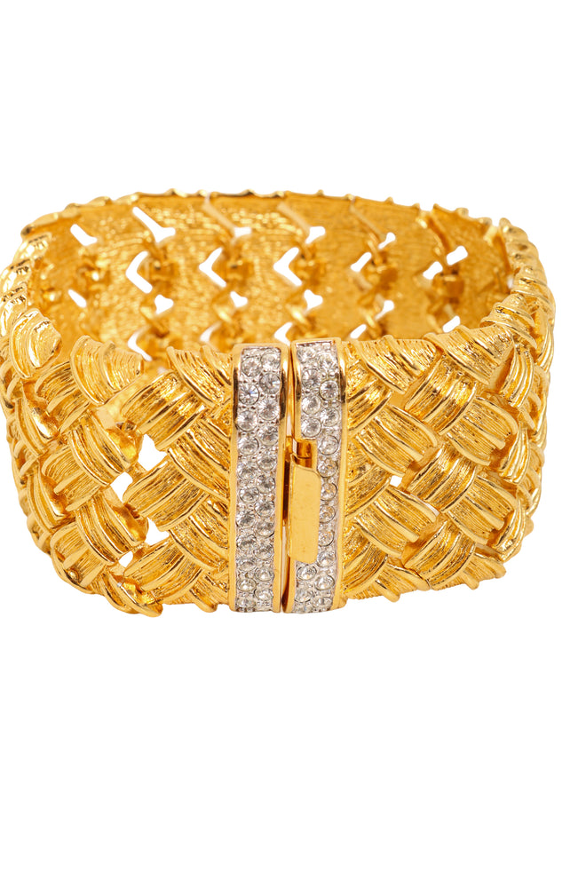 Vintage woven Crystal Clasp Bracelet by Nolan Miller clasp close @ Recess LA