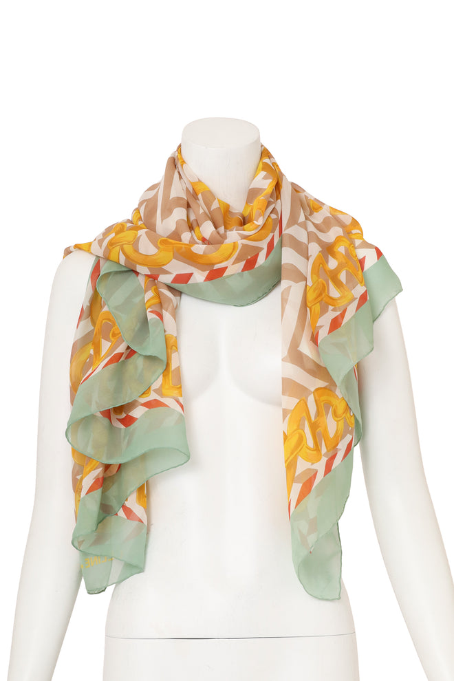 Chevron Chain Print Scarf by Celine on mannequin @ Recess LA