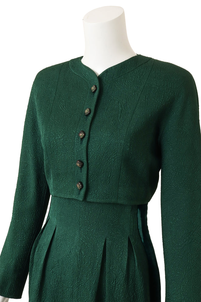 Vintage Valentino Paisley Jacquard Velvet Dress & Jacket Set close up @ Recess LA 