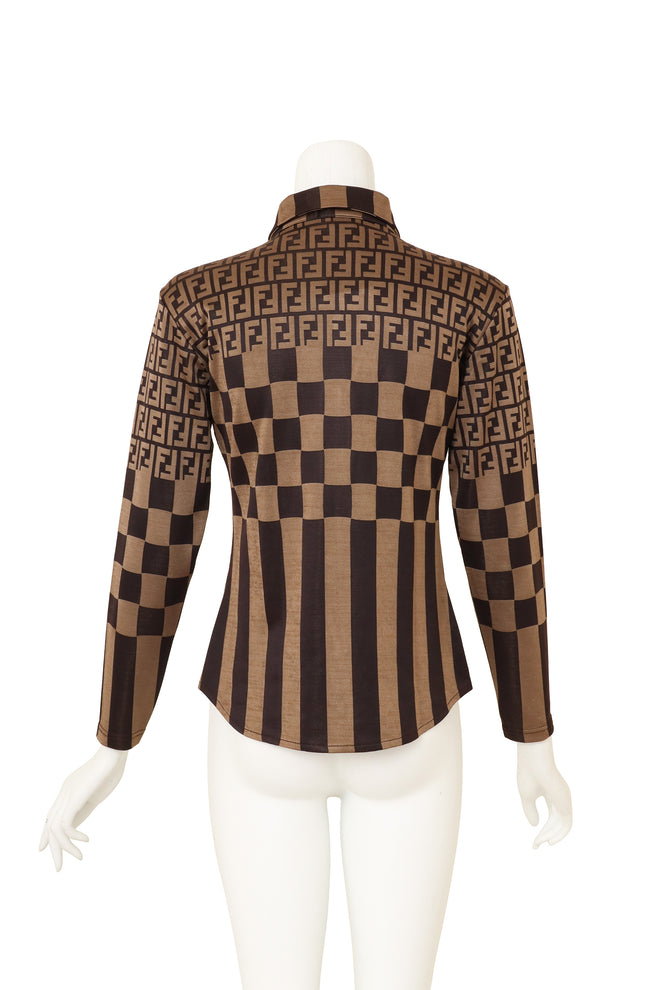Zucca Logo Check Shirt by Fendi on mannequin back @ Recess LA