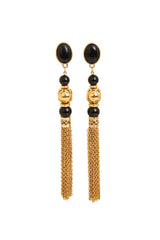 Vintage Cabochon Bead Chain Tassel Earrings @ Recess LA