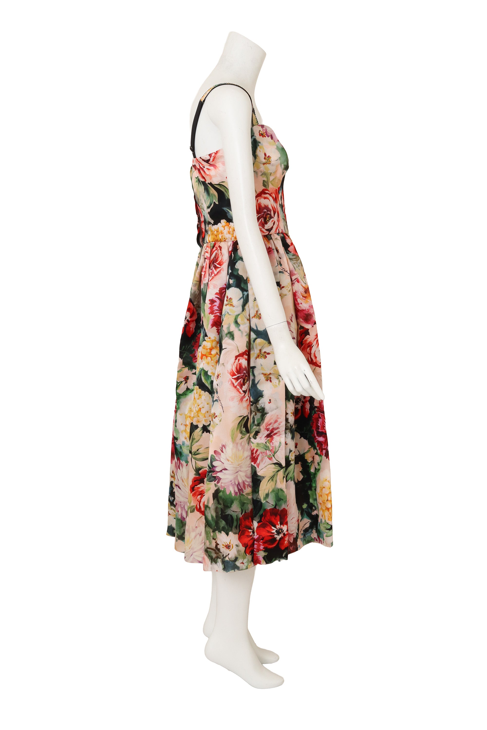 Floral Bustier Dress by Dolce & Gabbana on mannequin side @ Recess LA