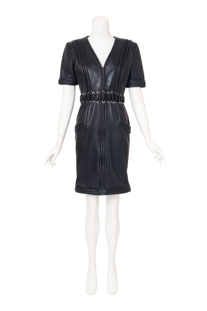 Leather Corset Waist Dress by Krizia on mannequin @ Recess LA