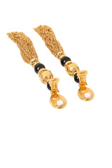 Vintage Cabochon Bead Chain Tassel Earrings backs open @ Recess LA