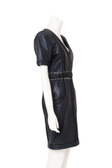 Leather Corset Waist Dress by Krizia on mannequin side @ Recess LA