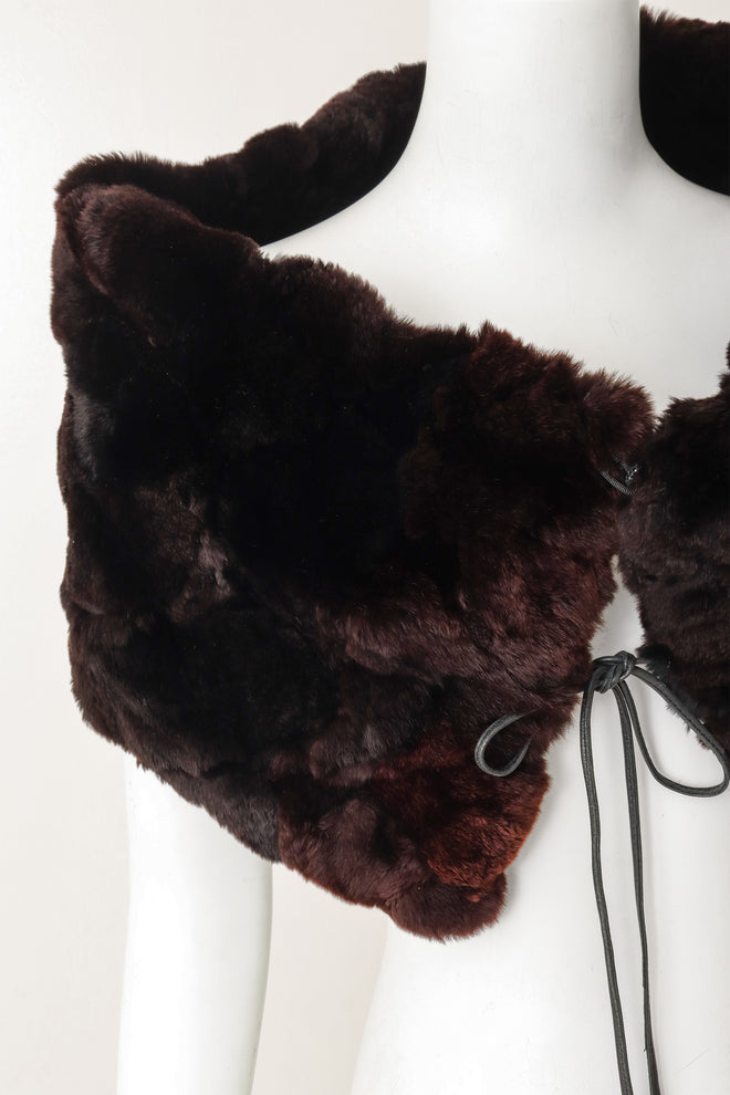 Luxurious harlequin textured fur stole by Chanel close @ Recess LA 
