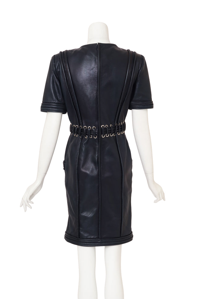 Leather Corset Waist Dress by Krizia on mannequin back @ Recess LA