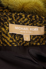 Michael Kors Fur Collar Herringbone Jacket label @ Recess LA