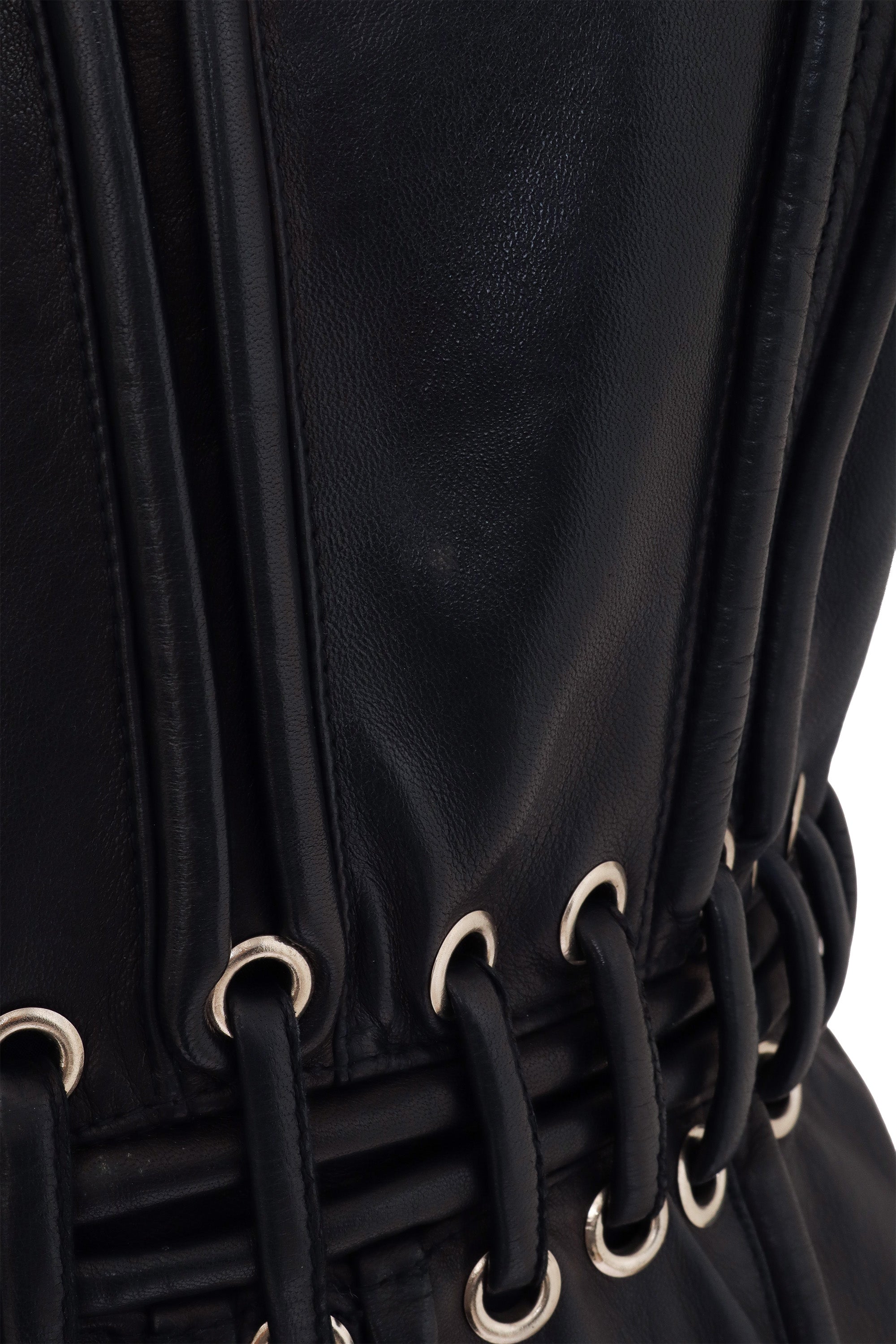 Leather Corset Waist Dress by Krizia on mannequin discoloration 2 @ Recess LA