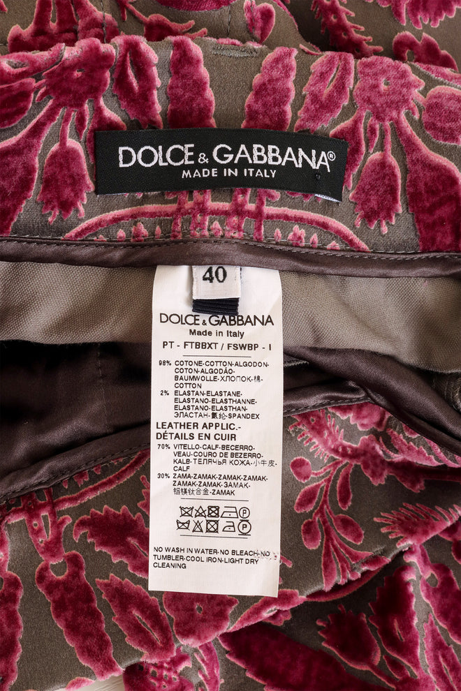 Baroque Paisley Velvet Trousers by Dolce & Gabbana label @ Recess LA