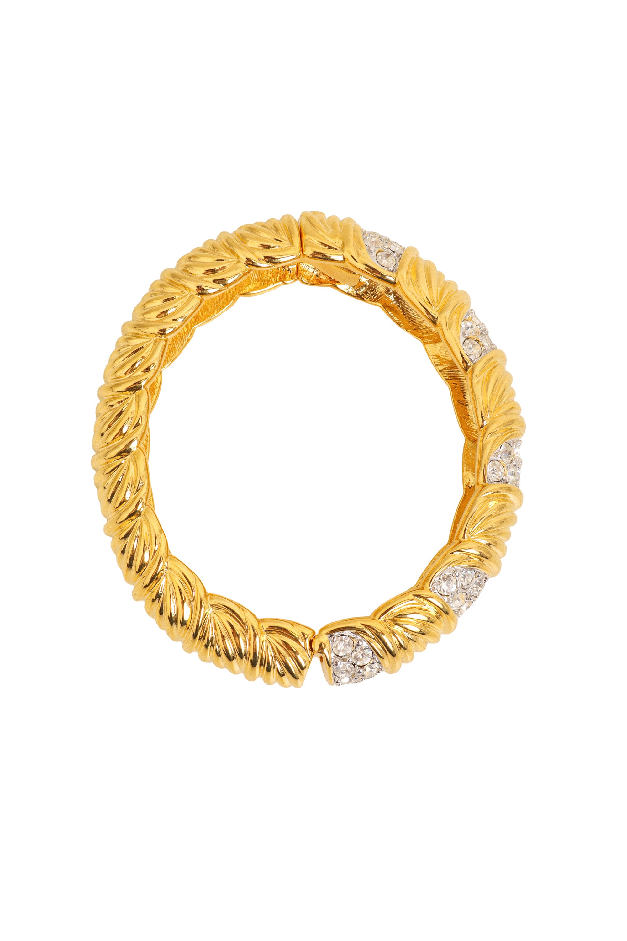 Vintage Ribbed Crystal Hinge Bracelet by Nolan Miller from above @ Recess LA