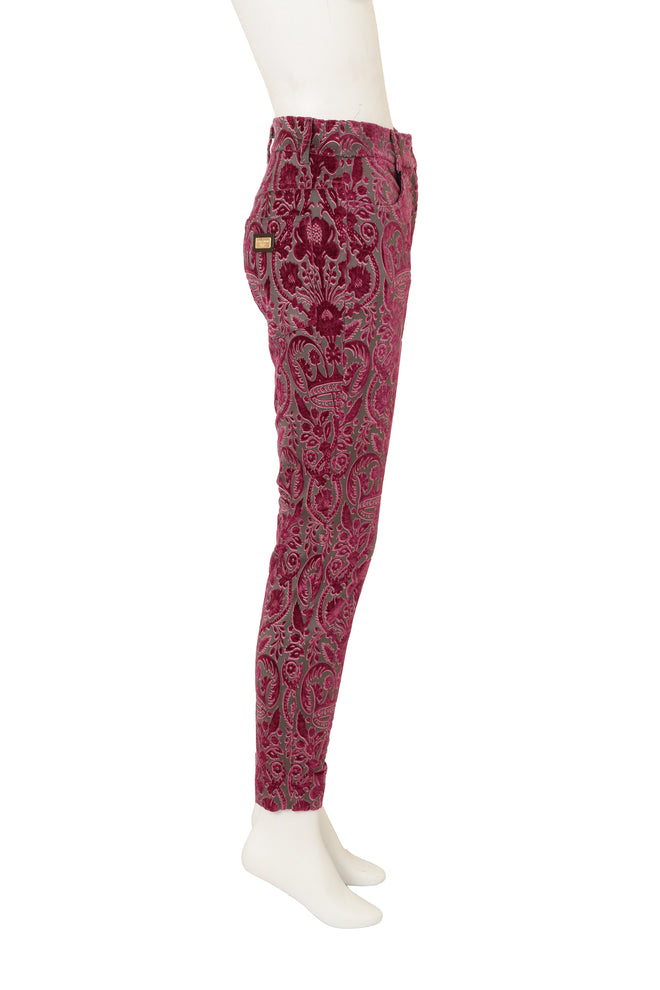 Baroque Paisley Velvet Trousers by Dolce & Gabbana on mannequin side @ Recess LA