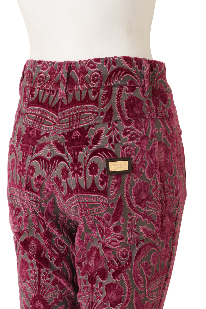 Baroque Paisley Velvet Trousers by Dolce & Gabbana on mannequin back close @ Recess LA