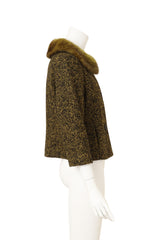 Michael Kors Fur Collar Herringbone Jacket on mannequin side @ Recess LA