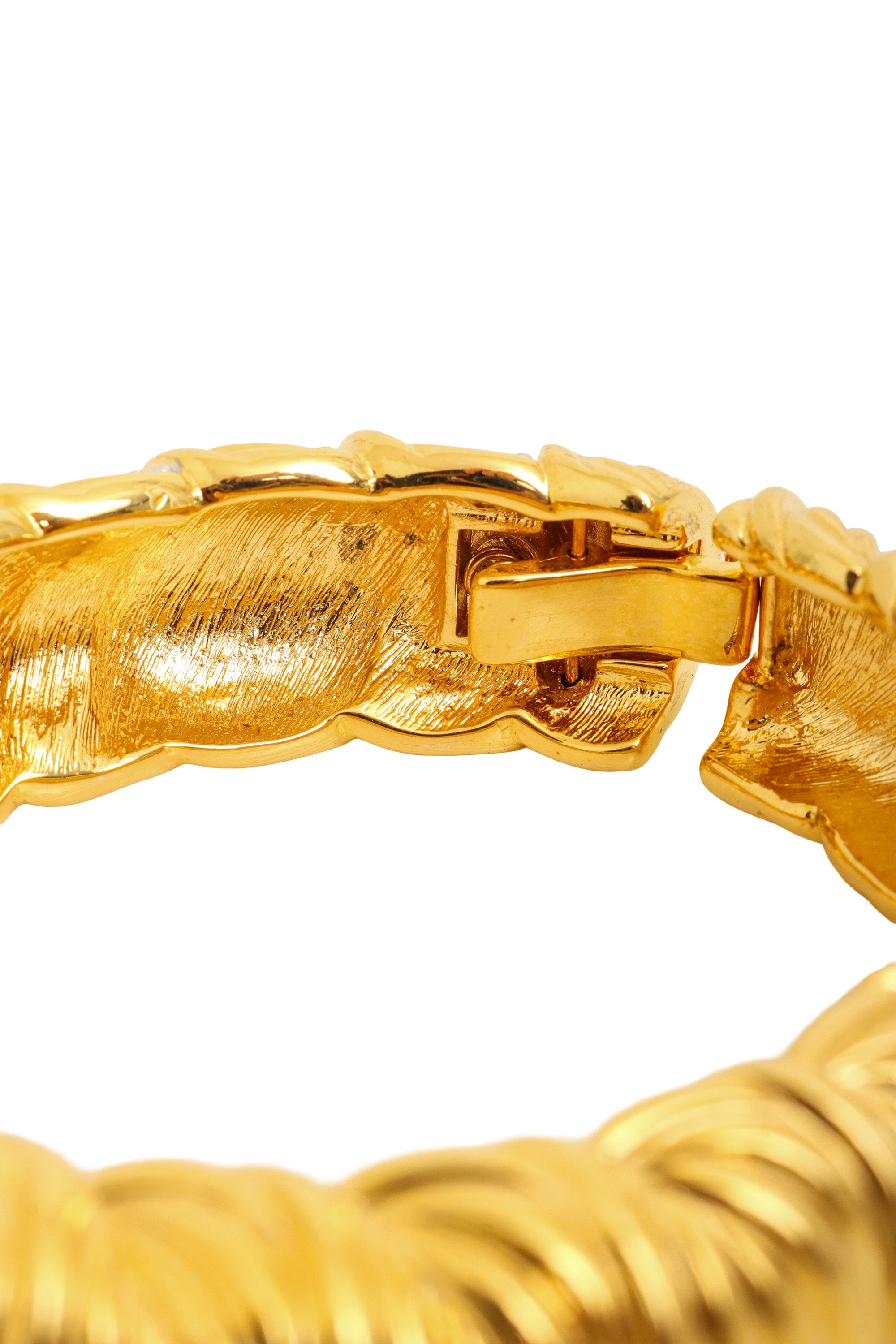 Vintage Ribbed Crystal Hinge Bracelet by Nolan Miller inside clasp @ Recess LA