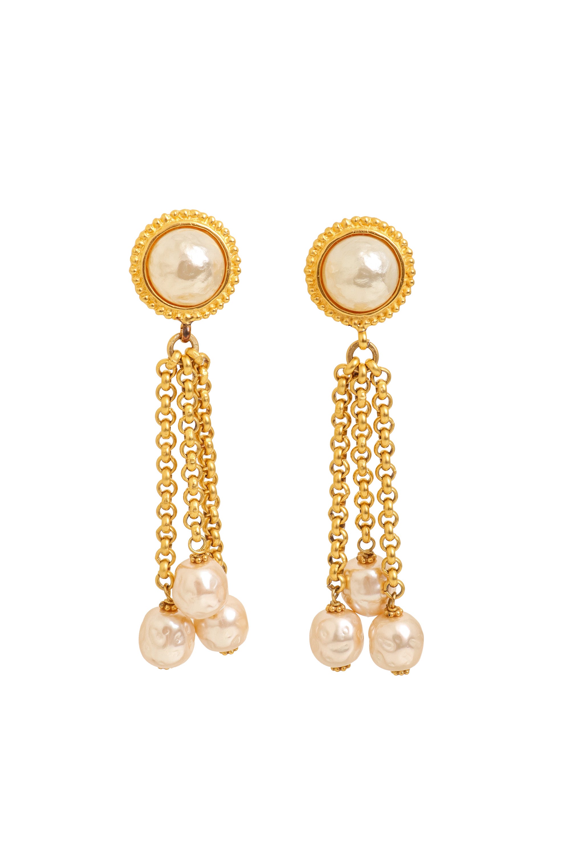 Vintage Deanna Hamro Pearl Chain Drop Earrings III @ Recess LA