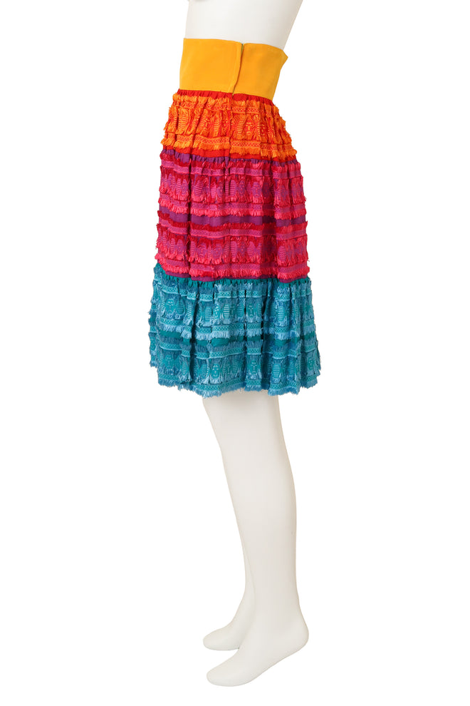 Vintage Ozbek tiered fringe skirt side @ Recess LA 